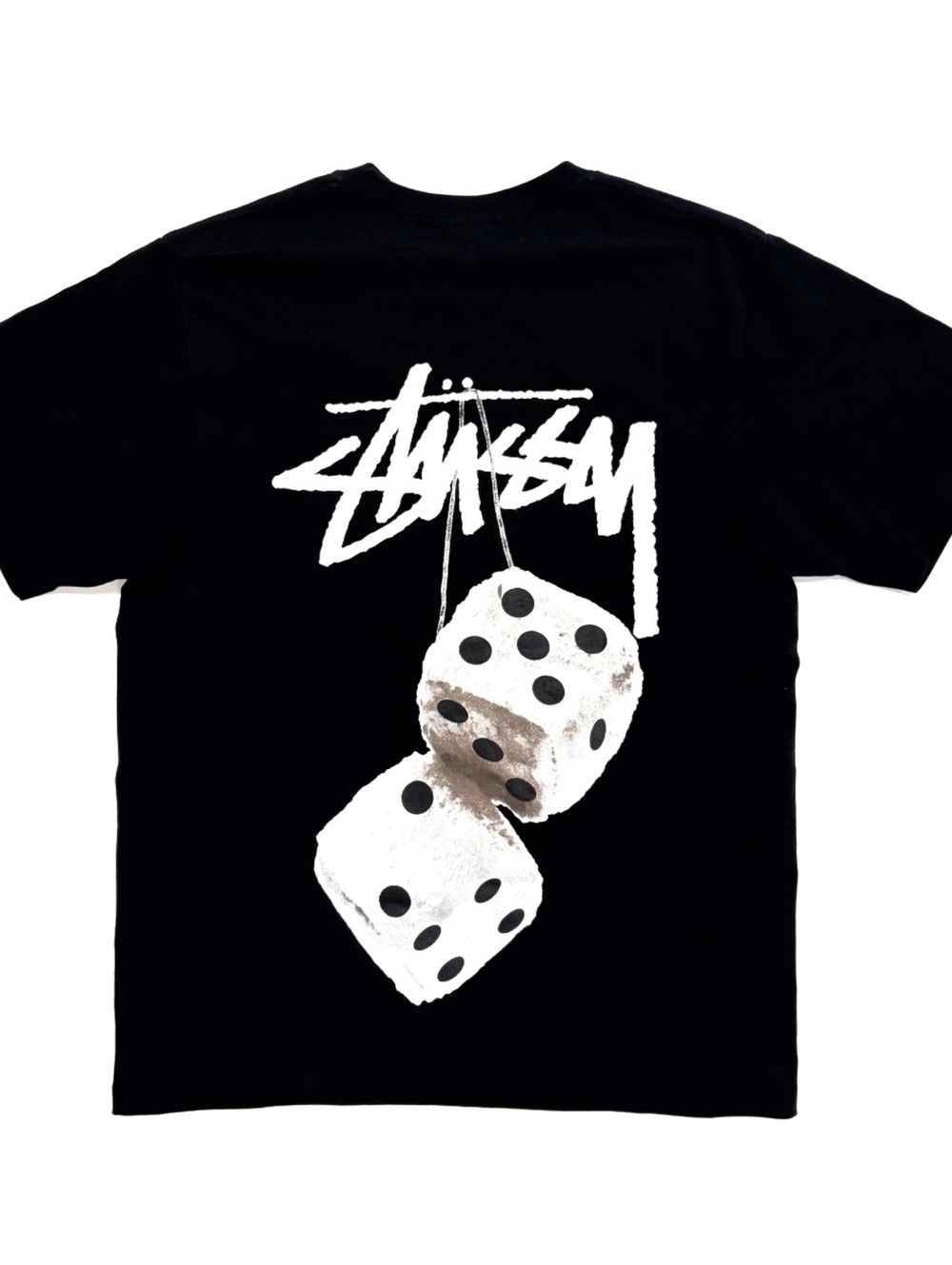 Stüssy Fuzzy Dice Black Cotton T-Shirt SS22 Size Small
